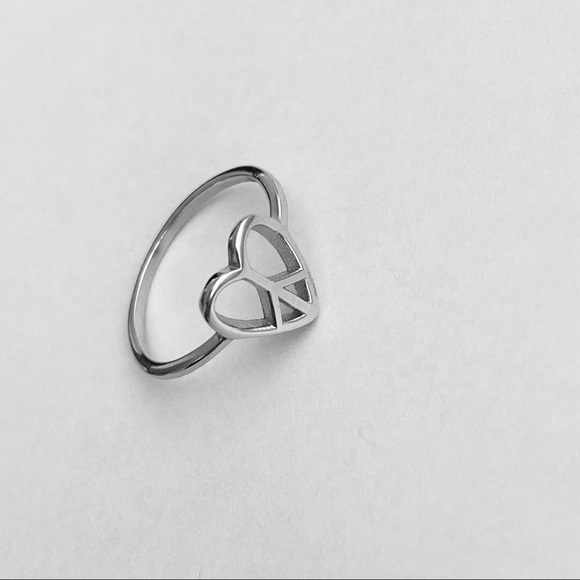 Sterling Silver Heart Peace Ring, Heart Ring - Picture 3 of 12